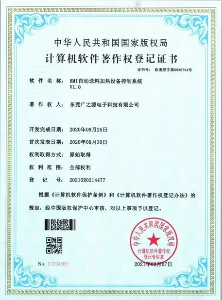 China Guangyuan Technology (HK) Electronics Co., Ltd. certification